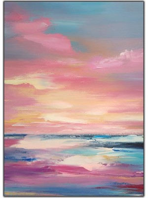 Tablo Dekor Mavi Pembe Gökyüzü Kanvas Tablo