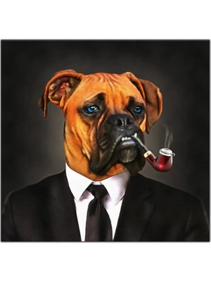 Tablo Dekor Köpek Adam Kanvas Tablo