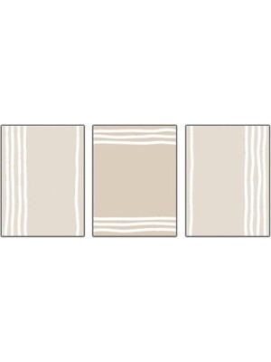 Tablo Dekor Soyut Çizgi Çalışması Üç'lü Kanvas Tablo