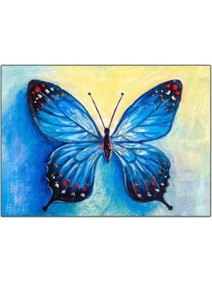 Tablo Dekor Mavi Kelebek Kanvas Tablo