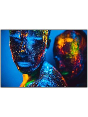 Tablo Dekor Neon Boyalı Kadın Kanvas Tablo