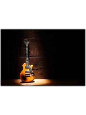 Tablo Dekor Sahne Işığı Altında Elektro Gitar Kanvas Tablo
