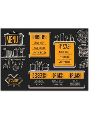 Tablo Dekor Cafe Menüsü Kanvas Tablo