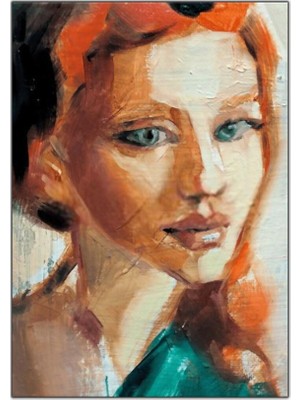 Tablo Dekor Turuncu Saçlı Mavi Gözlü Kadın Kanvas Tablo