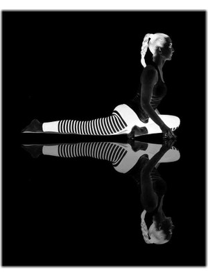 Tablo Dekor Neon Yoga Yapan Kadın Kanvas Tablo