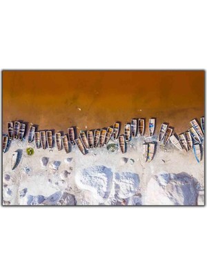 Tablo Dekor Retba Gölü ve Sandallar Kanvas Tablo