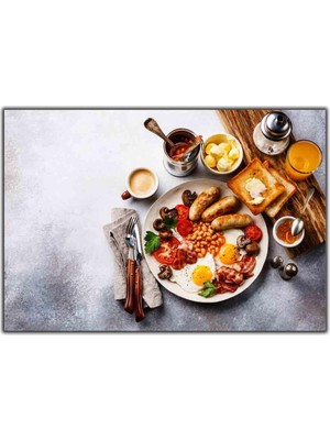 Tablo Dekor Ingiliz Kahvaltısı ve Portakal Suyu Kanvas Tablo