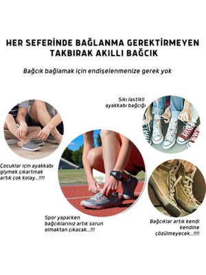 ipekbazaar Takbırak Mıknatıslı Lastikli Ayakkabı Bağcığı, Akıllı Bağcık, Bot, Çocuk, Spor Converse Nike Bağcık