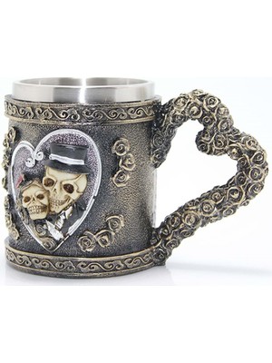 Keyfim Shop Kuru Kafa Tasarımlı Kupa 3D Oyma Paslanmaz Çelik Kupa