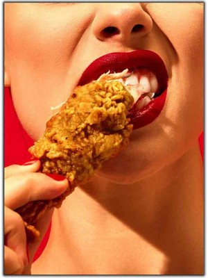 Tablo Dekor But Isıran Kırmızı Rujlu Kadın Kanvas Tablo