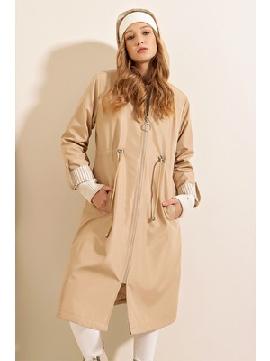 Rodi Kadın Leopar Kol Katlamalı Trenchcoat DS22YB119091