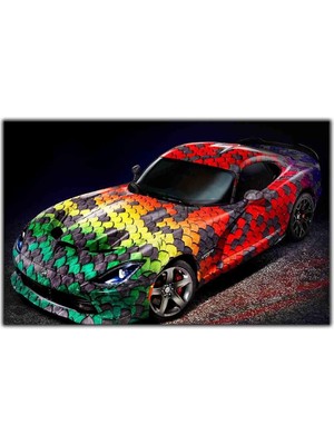 Tablo Dekor Dodge Viper Yılan Derisi Spor Araba Kanvas Tablo