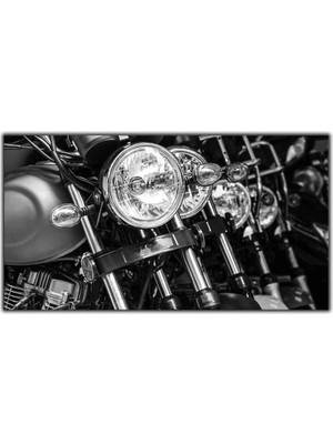 Tablo Dekor Motorcu Buluşması Siyah Beyaz Kanvas Tablo