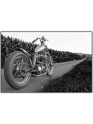 Tablo Dekor Siyah Beyaz Harley Davidson Motosiklet Kanvas Tablo