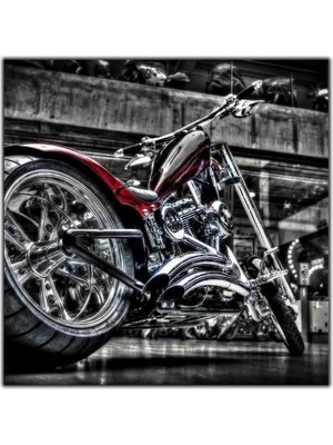 Tablo Dekor Kırmızı Harley Davidson Kanvas Tablo