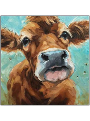 Tablo Dekor Dil Çıkaran Buzak Kanvas Tablo