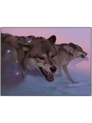 Tablo Dekor Kızgın Kurtlar Kanvas Tablo