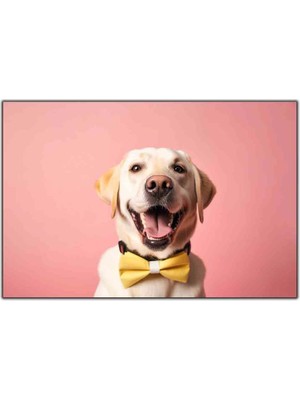 Tablo Dekor Papyonlu Köpek Kanvas Tablo