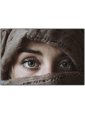 Tablo Dekor Kahverengi Gözlü Kadın Kanvas Tablo
