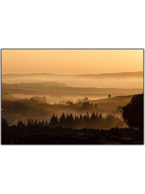 Tablo Dekor Puslu Orman Manzarası Kanvas Tablo