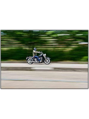 Tablo Dekor Hızlı Giden Mavi Motosiklet Kanvas Tablo