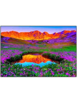 Tablo Dekor Mor Gelincik Tarlası Kanvs Tablo