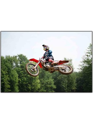 Tablo Dekor Motosikletle Uçan Adam Kanvas Tablo