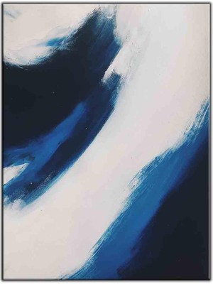 Tablo Dekor Soyut Lacivert Döngü Yağlı Boya Dokulu Tablo