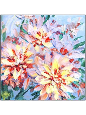 Tablo Dekor Renkli Çiçekler Yoğun Yağlı Boya Dokulu Tablo