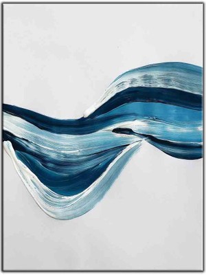 Tablo Dekor Soyut Mavi Döngüsel Çizgiler Yağlı Boya Dokulu Tablo