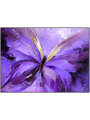 Tablo Dekor Mor Kelebek Yoğun Yağlı Boya Dokulu Tablo