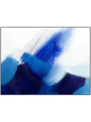Tablo Dekor Soyut Mavi Dokunuşlar Yağlıboya Dokulu Tablo
