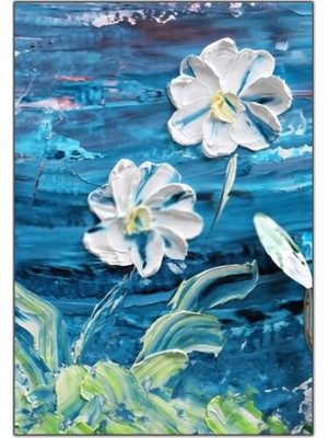 Tablo Dekor Papatya Yoğun Yağlı Boya Dokulu Tablo