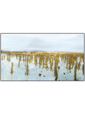 Tablo Dekor Soyut Altın Sarkıtlar Yağlı Boya Dokulu Tablo