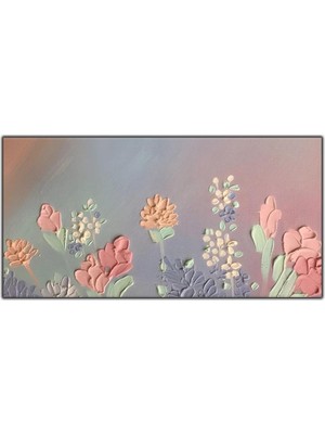 Tablo Dekor Renkli Çiçekler Yağlı Boya Dokulu Tablo