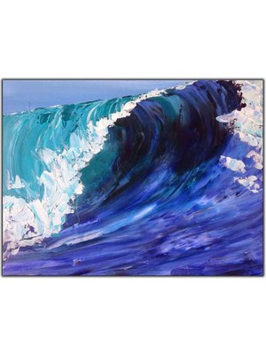 Tablo Dekor Okyanus Dalgası Yağlı Boya Dokulu Tablo