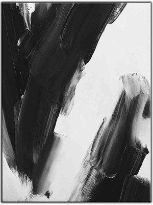 Tablo Dekor Soyut Siyah Çizgiler Yağlı Boya Dokulu Tablo