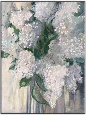 Tablo Dekor Beyaz Karanfiller Yoğun Yağlı Boya Dokulu Tablo