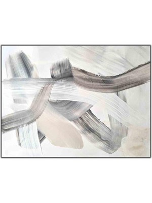 Tablo Dekor Soyut Gri Çizgiler Yağlı Boya Dokulu Tablo