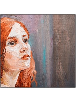 Tablo Dekor Turuncu Saçlı Kadın  Yağlı Boya Dokulu Tablo