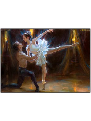 Tablo Dekor Balet ve Balerin Yağlı Boya Dokulu Tablo
