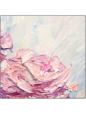 Tablo Dekor Pembe Gül Yoğun Yağlı Boya Dokulu Tablo