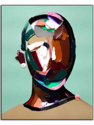 Tablo Dekor Soyut Adam Yüzü Yağlı Boya Dokulu Tablo