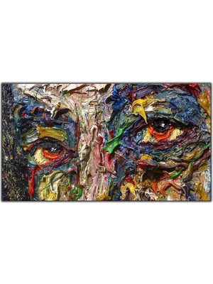 Tablo Dekor Kırmızı Gözler Yağlı Boya Dokulu Tablo