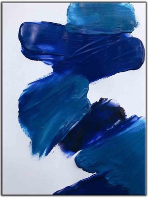 Tablo Dekor Soyut Mavi Noktalar Yağlı Boya Dokulu Tablo