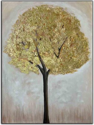 Tablo Dekor Altın Varaklı Ağaç Yoğun Yağlı Boya Dokulu Tablo