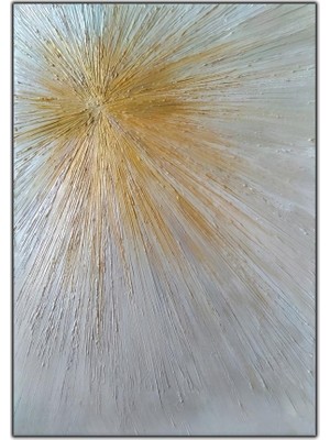 Tablo Dekor Soyut Altın Güneş Yoğun Yağlı Boya Dokulu Tablo