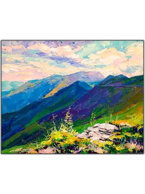 Tablo Dekor Dağ Manzarası Yağlı Boya Dokulu Tablo