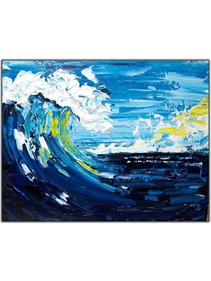Tablo Dekor Büyük Okyanus Dalgası Yağlı Boya Dokulu Tablo