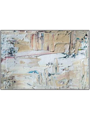 Tablo Dekor Soyut Beyaz ve Krem Desenler Yağlı Boya Dokulu Tablo